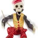 Halloween Animatronics 12" Skeleton Monkey, Realistic Skull Animal Bone Decor with Sound Activation, Creepy Sound, Scary Move, Light Up Eyes, Haunted Spooky Horror Prop for Indoor, Outdoor (Circus)