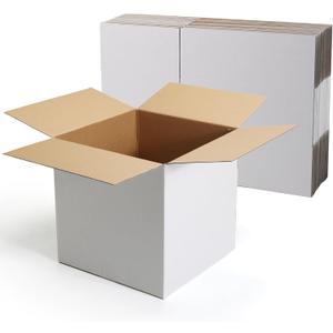 CRUGLA 12x12x12 Shipping Boxes, 10 Pack, White E-Flute Corrugated Cardboard Boxes with Side-Lock and Pre-Applied Double-Sided Tape, Easy Assemble Packing Mailer Boxes for Small Business Shipping