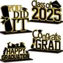 (4 Pcs) KSKSPE Graduation Decorations Party Supplies Table Centerpieces,Graduation Theme Design and Sturdy Wooden for Graduation Party Favors Decorations,Black