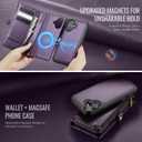 Defencase for iPhone 17 Magnetic Wallet Case Compatible with Magsafe with RFID Blocking Zipper Pocket & Card Holder for Women Men PU Leather Strap Detachable Case for iPhone 17 (6.3 inch), Purple