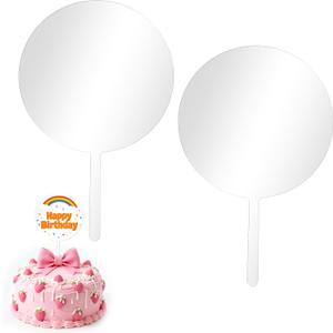 2 Pieces 6 Inch Acrylic Cake Topper Blank Round Clear DIY Birthday Cake Topper for Birthday Custom Wedding Festival Party