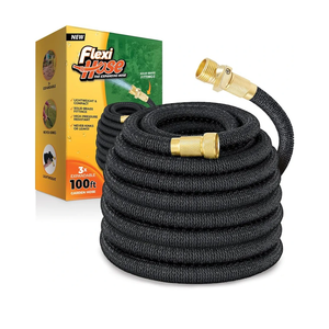 Flexi Hose Lightweight Expandable Garden Hose, 100FT -Retractable Garden Hose, Water Hose - No-Kink Flexibility, 3/4 Inch Solid Brass Fittings and Double Latex Core
