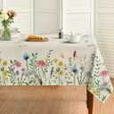 Horaldaily Spring Tablecloth 60104 Inch Rectangular, Wild Flowers Washable Seasonal Table Cover for Party Picnic Dinner Decor