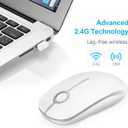 VssoPlor Wireless Mouse, 2.4G Slim Portable Computer Laptop Mouse with Nano Receiver Quiet Silent Optical Mice for Notebook, PC, Laptop, Computer-White and Silver