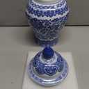 Blue and White Ginger Jars for Home Dcor,Small Chinoiserie Porcelain, Good Ideal for Room, Office Decoration, 9.8" H (Gloss 10")