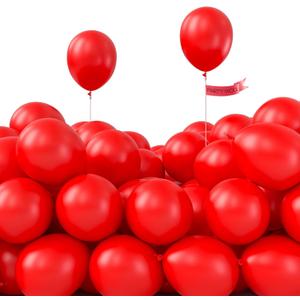 PartyWoo Red Balloons 100pcs 5 Inch Small Mini Matte Red Latex Balloons for Birthday Graduation Bachelorette Citizenship Anniversary Strawberry Cherry Casino Movie Theme Party Decorations Red-Y57