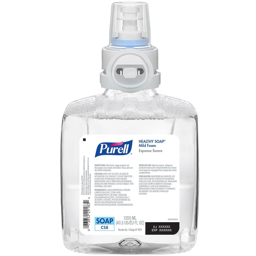 PURELL HEALTHY SOAP Mild Foam, Fragrance Free, 1200 mL Foam Hand Soap Refill for PURELL CS8 Automatic Soap Dispenser (Pack of 2)  7874-02 - Manufactured by GOJO, Inc. (40.58 Fl Oz (Pack of 2))