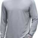 CRZ YOGA Cotton-Blend Long Sleeve Shirts for Men - Moisture Wicking Soft Workout Athletic Casual Crewneck Basic Tops, Silver Gray Medium