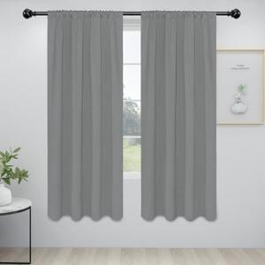 Easy-Going Rod Pocket Blackout Curtains for Bedroom, Room Darkening Window Curtains for Living Room, Thermal Insulated Noise Reduction Solid Window Drapes, 2 Panels(34x72 in, Light Gray)