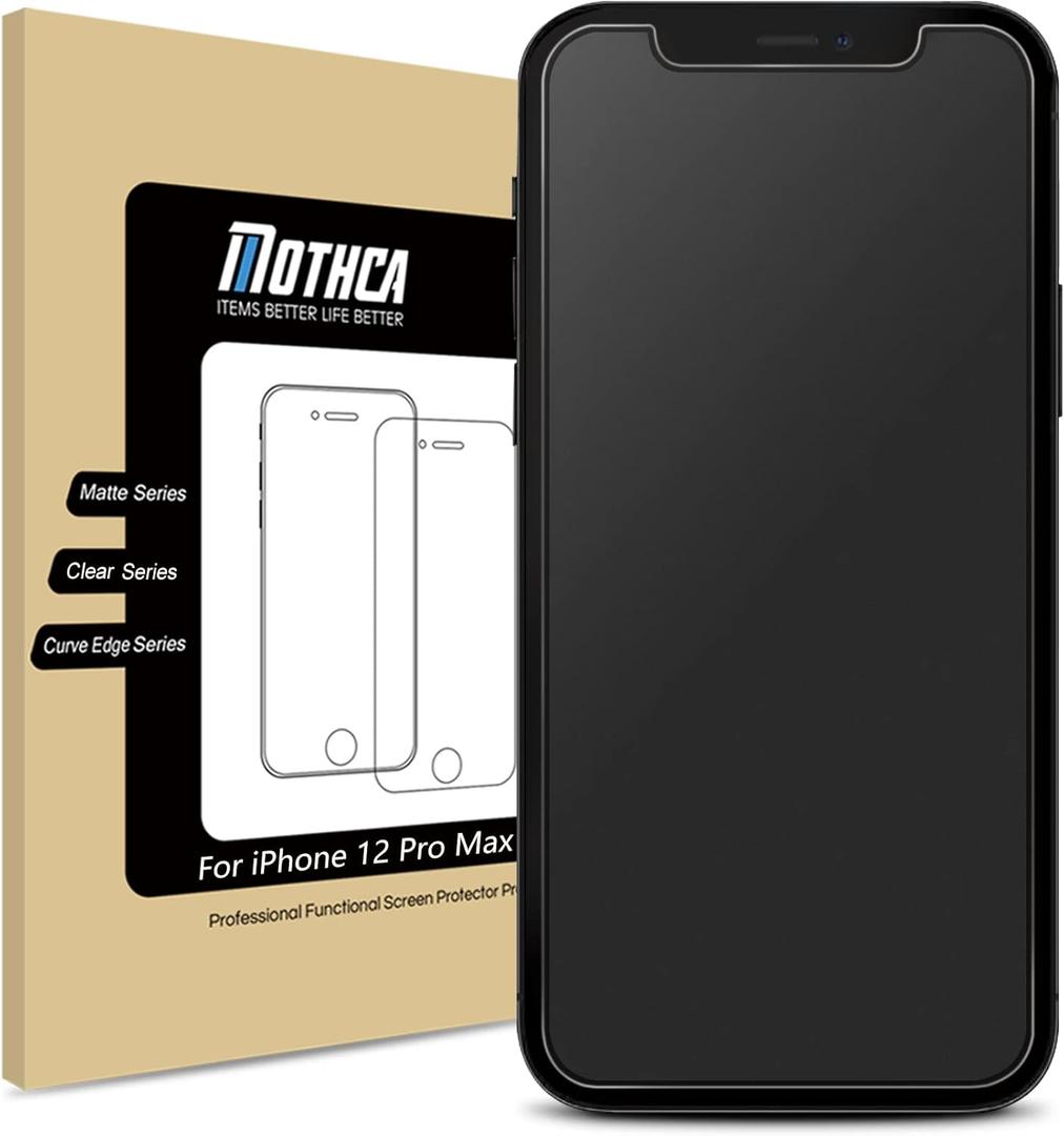 Mothca Matte Glass Screen Protector for iPhone 12 Pro Max [6.7-inch] Anti-Glare & Anti-Fingerprint Tempered Glass Film, Case Friendly -Smooth as Silk
