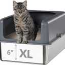 High-Sided Stainless Steel Cat Litter Box,Stainless Steel Litter Box with Lid,Extra Large Litter Box,Easy-to-Clean Metal Litter Pan for Cats (24''L X 16''W X 12''H with Enclosure)