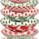 Winter Medley 40 oz Soup Bowls  Set of 6 Porcelain Holiday Bowls with Festive Assorted Designs  Large Christmas Serving Bowls for Soup, Pasta, Salads, and Entertaining