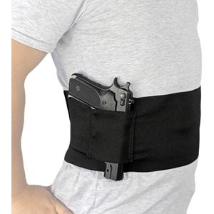 Belly Band Holster for Concealed Carry Elastic Abdominal Slim Wrap Concealment Handgun Holster with 2 Magazine Pouches for Right and Left Hand Draw