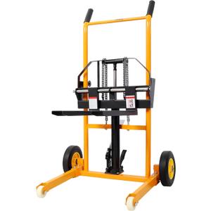 440lbs Material Lift Stacker, Hydraulic Fork Lift, 35.5" Max Lift Manual Forklift Pallet Lift Dolly, Manual Pallet Stacker for Supermarket, Warehouse, and Household, Effort-Saving Pedal Operation