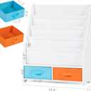 UTEX Kids Bookshelf with Storage Bins, Book Shelf for Kids Rooms, 4-Tier Toddler Sling Bookshelf for Nursery, Living Room, Bedroom, White