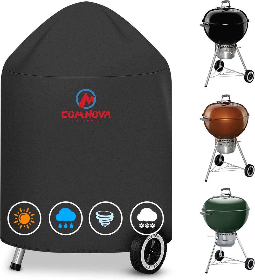 Comnova Charcoal BBQ Cover - Heavy Duty Waterproof for Weber Kettle, Cuisinart Kettle and More