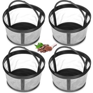 Maxdot 4 Packs Reusable Coffee Filters 4-5 Cup Replacement Mesh with Handle 2.8 x 3.1 x 2 Reusable Filter Basket Compatible with Mr. Coffee Most Coffeemakers Brewers Universa(Nylon,White)