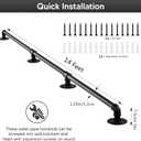 Handrail for Indoor Stairs - 14 Feet Wall Mount Industrial Iron Pipe - Metal Railing Non-Slip Grab Bar - Stairs Porch Deck Hand Rail Matte Black
