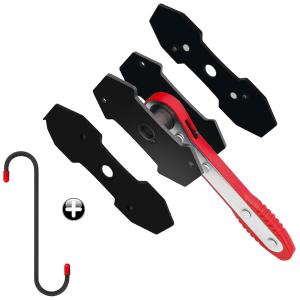 Brake Caliper Compression Tool, Brake Caliper Tool with 360 Degree Swing Ratchets, Caliper Piston Compressor Tool with 2PCS Steel Plates, Brake Caliper Press Tool with Brake Caliper Hooks, Red