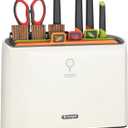 Smart Cutting Board and Knife Set, Self Cleaning Cutting Board and Knife Set with 4 Stainless Steel Knives,3 Color Coded Cutting Boards,10 Pairs of Chopsticks and 1 Pair of Scissors