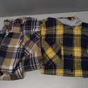 ZITY 2 Pack Men's Flannel Hoodie Shirts Long Sleeve Casual Vintage Button Down Plaid Shirt Jacket with Pocket (Medium, Deepbluebeige Purple Yellownavy)