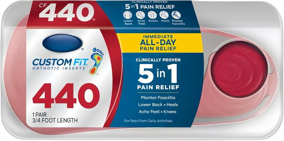 Custom Fit Orthotics 3/4 Length Inserts CF 440, Arch Support Insoles for Men Women, Get Clinically Proven All-Day Relief from Lower Back, Knee, Plantar Fasciitis & Heel Pain, Achy Feet