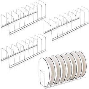 4 Pack Pot Lid Holder Kitchen Pot Lid Organizer Cabinet Rack Suitable for Bakeware, Dish, Plate, Pots & Pans, Cutting Boards, Serving Trays, Reusable Containers in Cabinet Pantry (Silver)