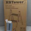 HBTower Step Ladder,Lightweight Aluminum Folding Step Stool with Anti-Slip Wide Pedal,330lbs Capacity Step Ladder for Household,Kitchen,Office - BlackWoodgrain