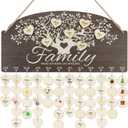 CHDITB Personalized Family Tree Birthday Reminder Board(16"x8"), Wooden Family Birthday Tracker Wall Hanging with 100 Tags, DIY Birthday Gifts for Mother Grandma Friends Family (Brown)