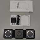 Wireless Charger 3 in 1,RTOPS Magnetic Travel Wireless Charging Station Multiple Devices,GaN 3 in 1 Charging Station,Compatible for iPhone16/15/14/13/Pro/Max,iWatch,AirPods4/3/2/Pro(Adapter Includes) (black)