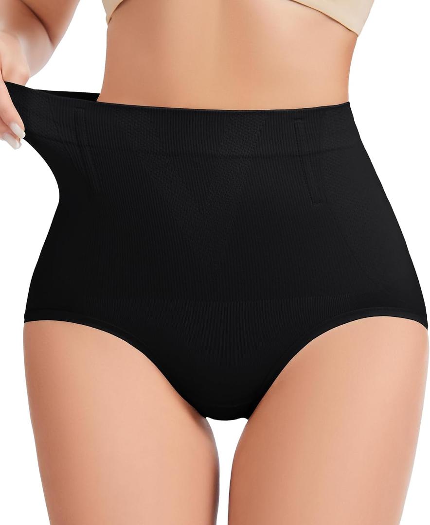 Tummy Control Shapewear Panties - High Waisted Shapewear Underwear for Women Body Shaping Briefs Seamless Panty Girdle (Black, M)