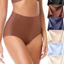 Seamless High Waisted Underwear Panties for Women No Show Ladies Panty Full Coverage Tagless Briefs Pack of 6 (Large)