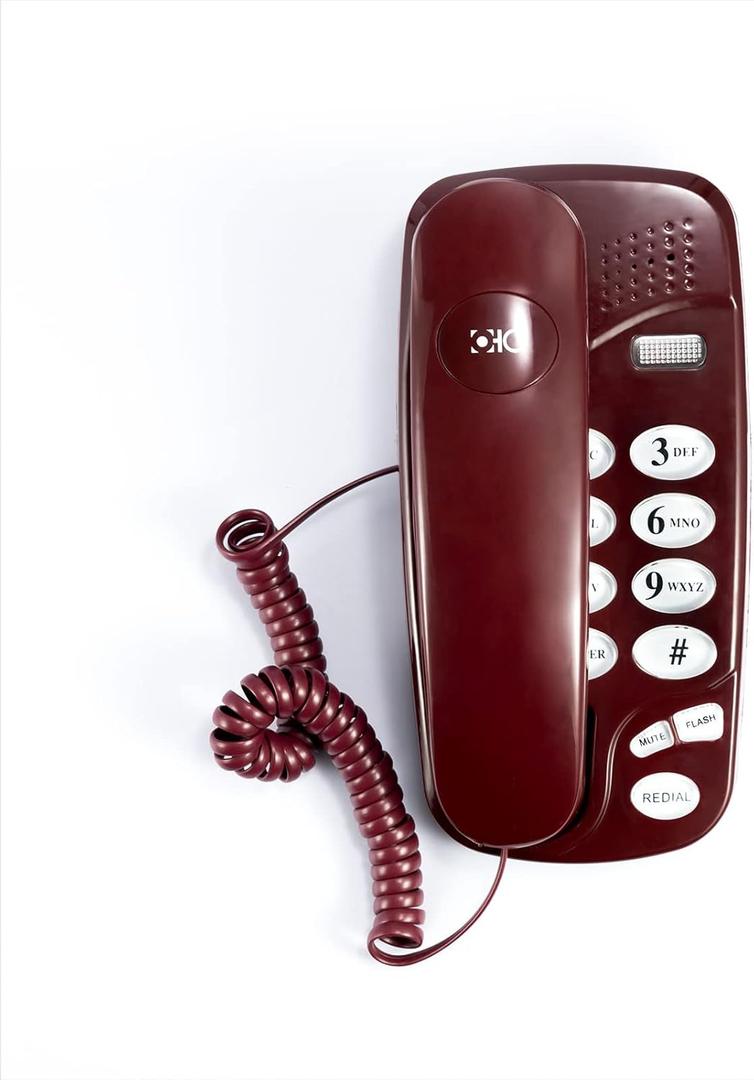 Old Style Wall Phone-Freely Adjust The Volume Landline Phone, Classic Retro Design Landline Phones for Home, Wall Phones for Landline, Suitable for Living Room, School, Home, Office(Red)