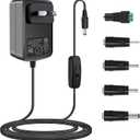 12V 2A Power Adapter with Inline on Off 24W Switch Supply with 5 Selectable Plugs