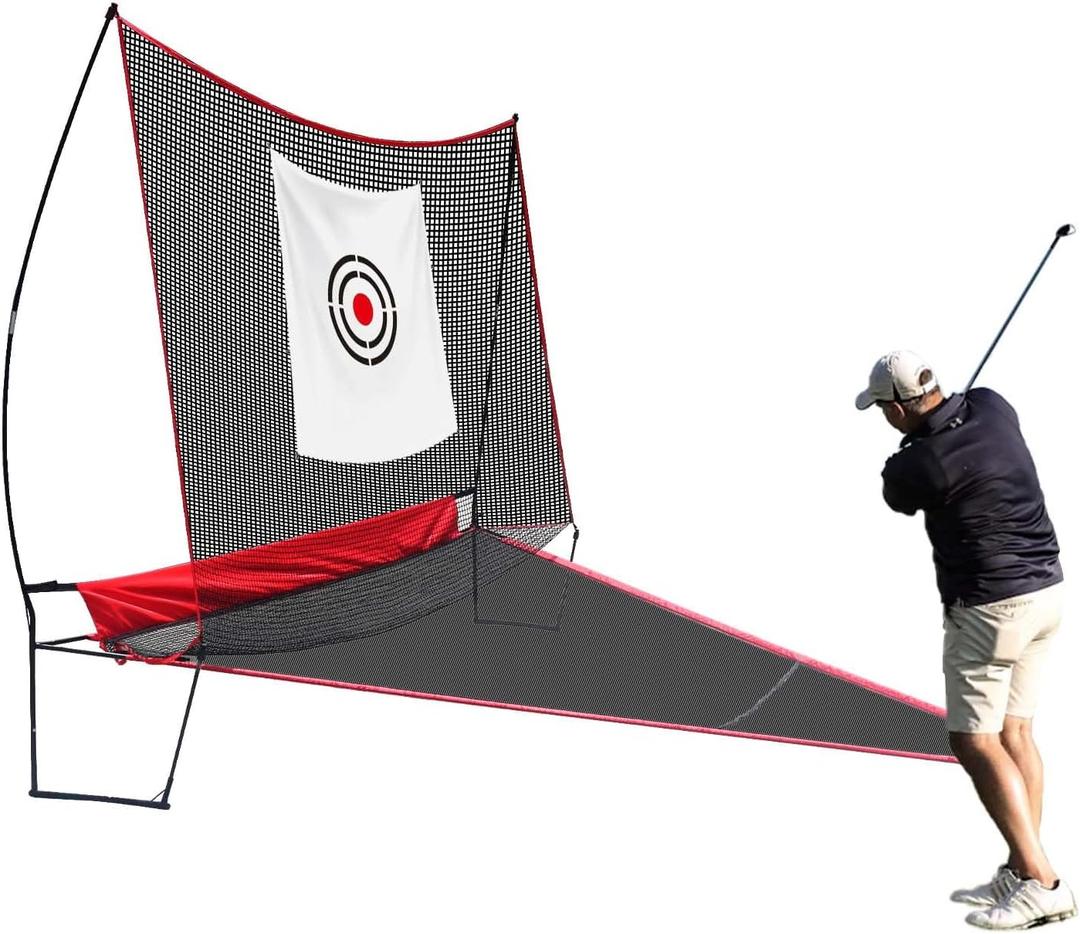 Golf Practice Hitting Net : 10×8FT Auto Ball Return Collect Quick Setup Practice Hitting Driving Aid Trainer Indoor Outdoor Yard Garage for Adults Players Teens with Turf Mat Balls Tees Bag, 10x8FT