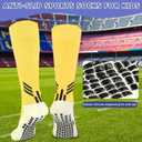 ZEPOHCK 2 Pairs Kids Non Slip Football Knee Length Socks Football/Hockey Grip Socks Suitable For Boys and Girls Aged 6-12 (Yellow)