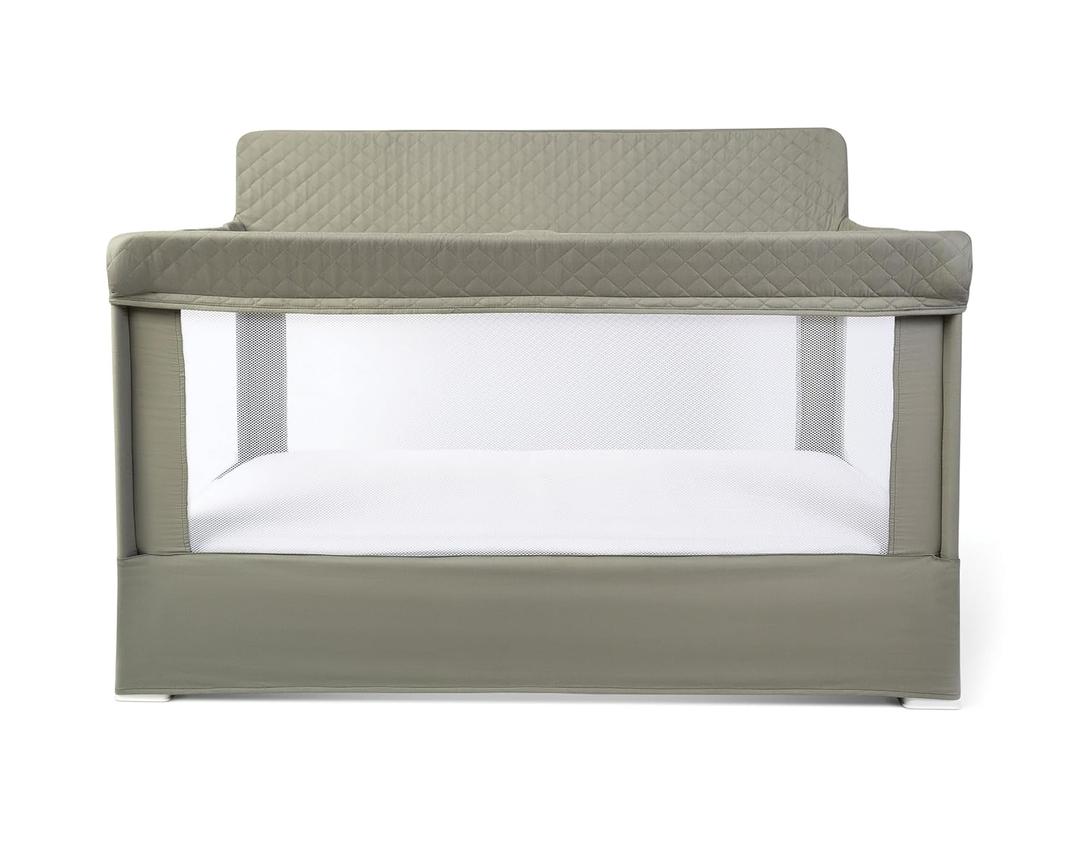 Baby Delight Lunaire Full Size Crib | Breathable Mesh Baby Crib | Tool-Free Assembly Baby Bed | 100% GOTS Certified Organic Cotton Fabric | Organic Sage