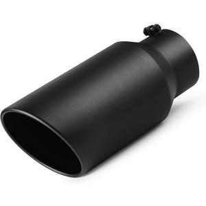 A-KARCK Exhaust Tip 5 Inch Inlet, 5 Inlet 7 Outlet 15 Long Black Coated Finish Muffler Tip For Truck Tailpipe, Stainless Steel Rolled Edge