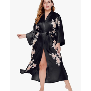 BABEYOND Plus Size L/XL Long Kimono Robe Floral Satin Robes Silky Kimono Cover Up Loose Cardigan Top Bachelorette Party Robe BABEYOND Plus Size L/XL Long Kimono Robe Floral Satin Robes Silky Kimono Cover Up Loose Cardigan Top Bachelorette Party Robe