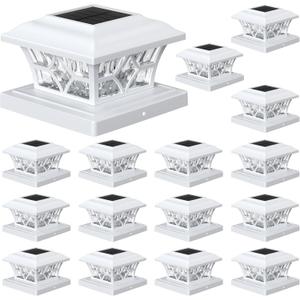 APONUO Solar Post Cap Lights 16 Pack with 1000mAh Battery - for 4x4 5x5 6x6 Fences, Larger Size & Longer Lasting, 2-Mode, IP64 Waterproof, for Deck Patio Yard (White)