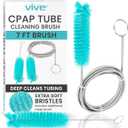 Vive CPAP Tube Cleaning Brush - Stainless Steel Cleaner for Mask and Pipe - Wire Bristle Solution - for 7 Foot Hose and 22 mm Diameter - Portable, Flexible and to Easily Clean Standard Tubing Kit (Teal)