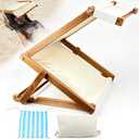 Foldable Wooden Beach Headrest with Adjustable Sun Shade, Ergonomic Neck Support Pillow with Removable Washable Cover for Pool, Camping and Beach