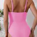Eomenie Women's One Piece Swimsuits Tummy Control Ruched Bathing Suit 1 Piece Swimwear (Pink, M)