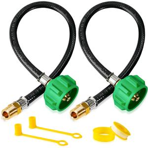 2-Pack 15" RV Propane Hose,1/4" Male NPT & QCC1/Type1 Fittings,Propane Hose-Camper for RV Two-Stage Regulator-Dual LP Tank,Propane Tank Hose for BBQ,Outdoor Cooking,Camping,350PSI.CSA Certified