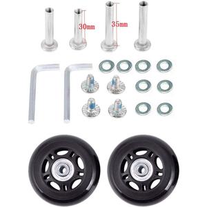 2 Sets Luggage Suitcase Wheels Replacement,60/64/68/70/75/78mm Inline Outdoor Skate Replacement Wheels,Rubber Swivel Caster Wheels Repair Kits (OD:64 W:18 ID:6 Axles: 30 & 35)
