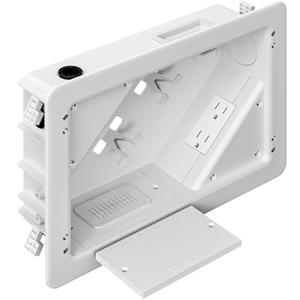 in-Wall TV Box with Flange for Home Theater Installation, 11.9" x 8.4" Cord Hider for Wall Mounted TV, with 2 Outlets, Cable Bracket, LV Cable & 1-1/2" ENT Entrance, Ideal for New or Retrofit Job