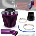 BARTOO 3'' Cold Air Intake Kit Aluminum Automotive Cold Air Intake Pipe Filter Induction Flow Hose Pipe Kit, Purple