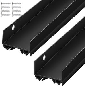 2 Sets Door Sweep Plastic PVC 1 3/4" x 36" Slide on Bottom Exterior Door Seal Strip for Weather Stripping Draft Stopper (Black)
