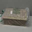 StorageWorks Wicker Storage Basket with Scalloped Edge Lid, Wicker Basket with Built-in Handles, Handwoven Seagrass Box for Dcor, 13" L x 9 " W x 6" H