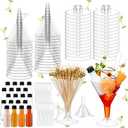 Jingmore 30 Sets 7 oz Clear Charcuterie Cups for Martini Party Salad Appetizer Cups Dressing Alcohol Bottle Set Mini Plastic Martini Glasses Set for Wedding Birthday Appetizers Food (Clear)